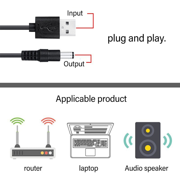 USB til DC5521 Strømkabel 5V DC5.5x2.1mm Ladekabel Inkluderer 13 Tips