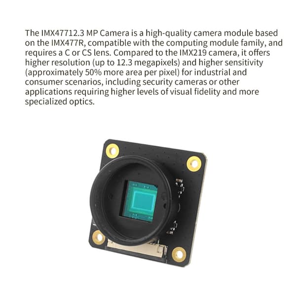 Kameramodul til Raspberry Pi IMX477 12.3MP Kameramoduler Understøtter C/CS-objektiv