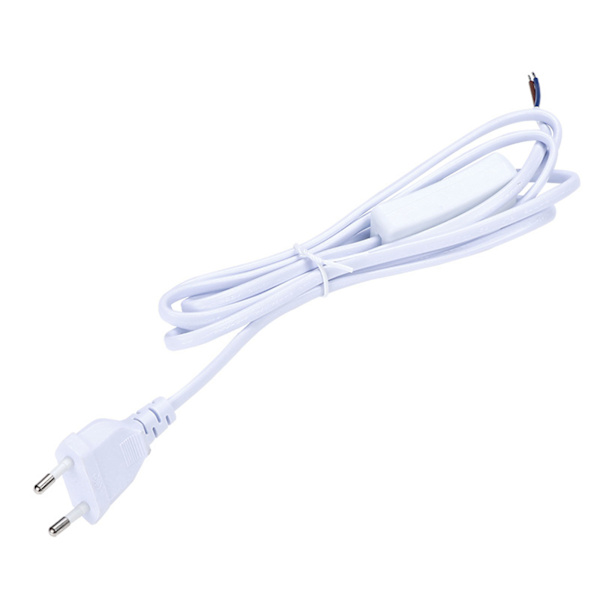 Power för LED-rör med på/av-brytare EU-kontakt LED-ljusomkopplarkabel för skrivbordslampa (6FT/1,8M) White