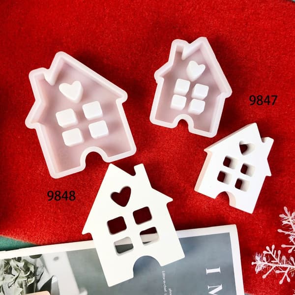 Husformad silikonljusform DIY påskljusform 3D husformar i harts L
