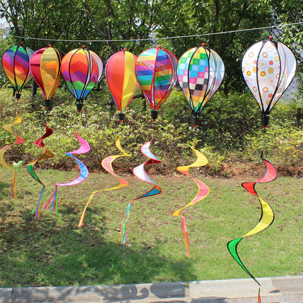 Varmluftsballong Vindspinnare Regnbåge Pinwheel Vindstrumpor Spiral Väderkvarn för Utomhus Trädgård Yard Gräsmatta Dekoration Present 9