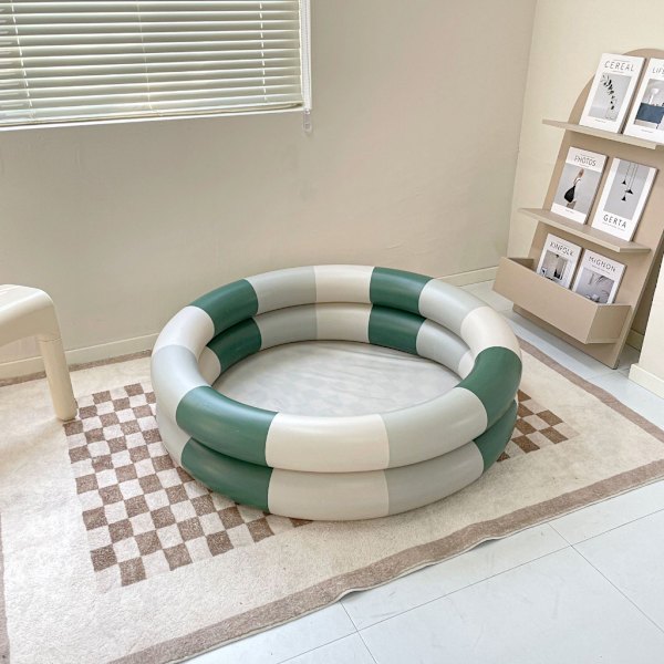 Uppblåsbar pool för barn Återanvändbar baby Bärbar liten pool Rund pool inomhus barnpool Beige 120
