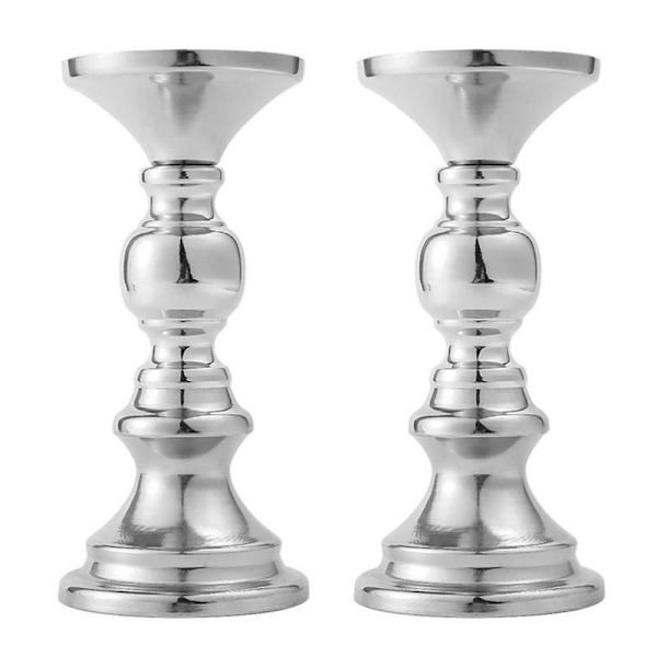 2-pack Ljusstake Bordsdekoration i Järn Chic Järn Ljushållare för Bröllop Silver, Guld, Svart