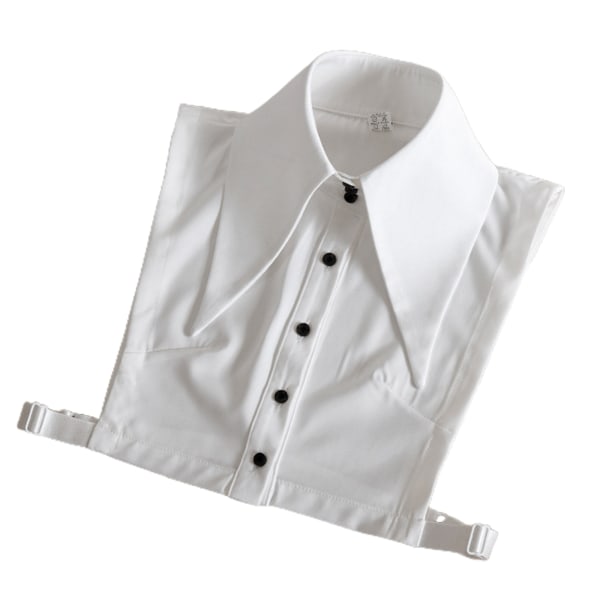 Dame Vintage Bred Revers Falsk Krage Knapp Avtakbar Halvtopp Dickey