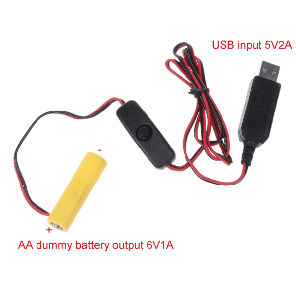 6V LR6 AA Dummy-batteri AA-batterieliminatorkabel med strömbrytare Byt ut 4st 1,5V AA-batterier för LED-ljus elektroniskt