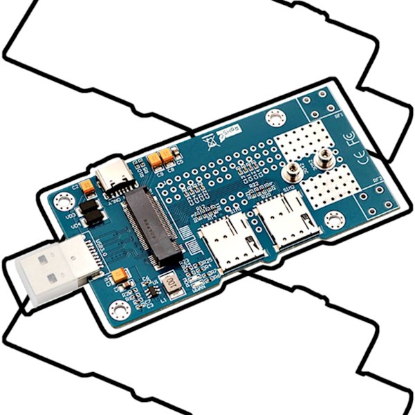 M.2 - USB-sovitin kahdella korttipaikalla, tukee 3G 4G -moduulia USB3.0 M.2