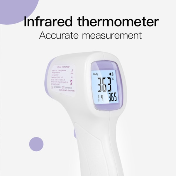 Digital termometer Infraröd panna Beröringsfri LCD-bakgrundsbelysning för baby vuxna A
