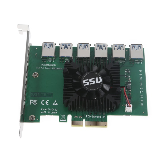 PCI-E till PCI-E Adapter 1 till 6 PCI-Express Slot 4x till 16x USB 3.0 Special Mining Riser Card Pcie Extender för BTC Mining