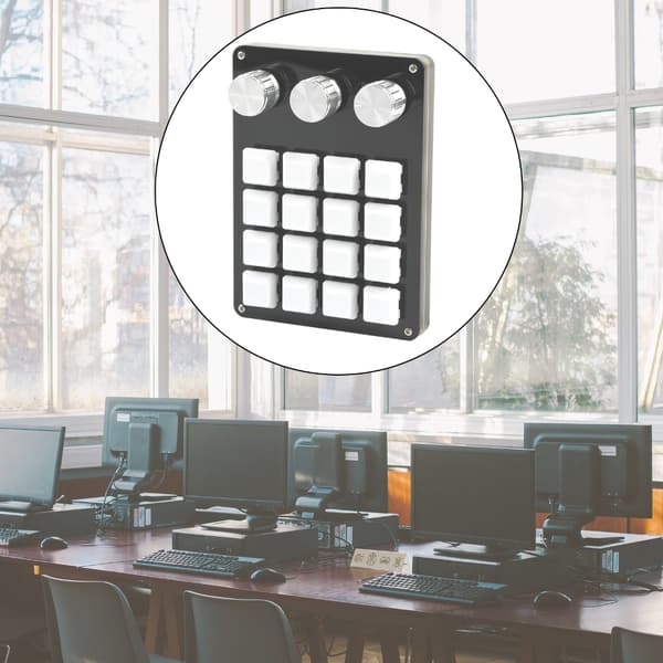 Bærbart Mini-Tastatur med 16 Taster, 3 Programmerbare Knotter, Avtakbar USB-Bakgrunnsbelysning