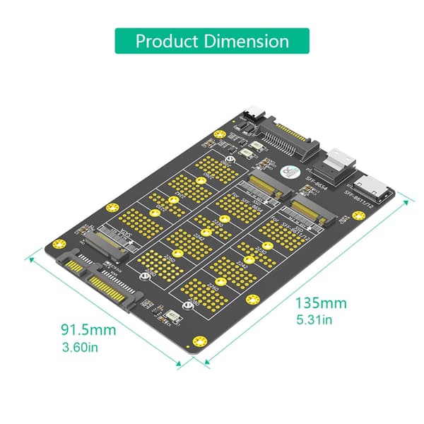 Effektiv adapter til konvertering af M.2 NVMe solid state-diske til SFF 8611 8654