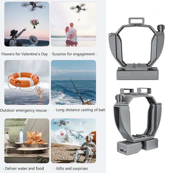 Bärbar leveransenhet Lättviktstransportkastare ABS Airdrop-system för Mavic3 Perfekt för olika tillfällen