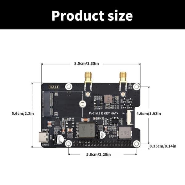 PCIe til M.2 E KEY Power Over Ethernet Bluetooth-kompatibelt udvidelseskort til RPI 5