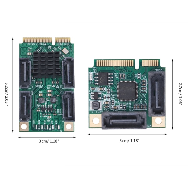 Mini PCIE till Sata expansionskort för SATA-enheter Lägg till 2 eller 4 SATA3.0-portar till din dator B