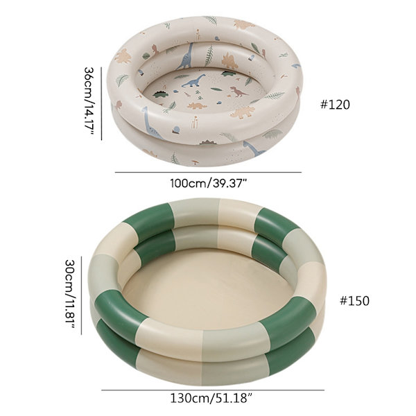 Uppblåsbar pool för barn Återanvändbar baby Bärbar liten pool Rund pool inomhus barnpool Beige 120