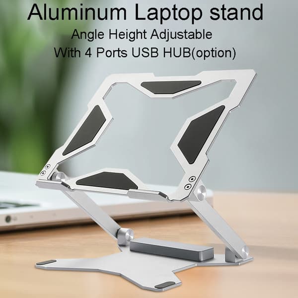 Bärbara stativ Justerbart höjdlyftande aluminium fällbart stativ för surfplatta Desktop Notebook kylställ för 11-15,6 tum Without USB