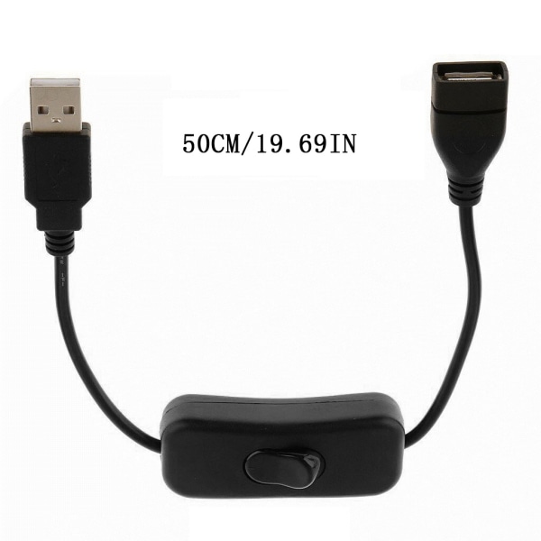 Data Sync USB 2.0 förlängningssladd USB -förlängningskabel med ON OFF-brytare för PC USB -fläkt LED-lampa USB -laddare Hallon 1m