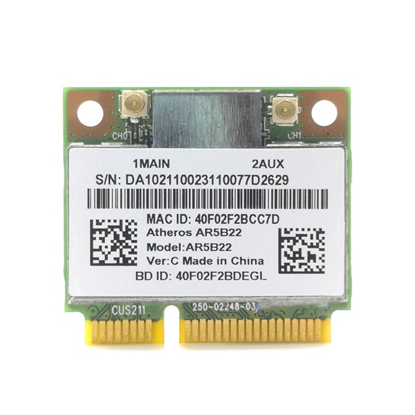 AR5B22 MINI PCIE trådlöst nätverkskort BT4.0 2.4/5G Dual-Frequency 300Mbps 802.11A/B/G/N för Y400 Y500 Y410P S215 U330