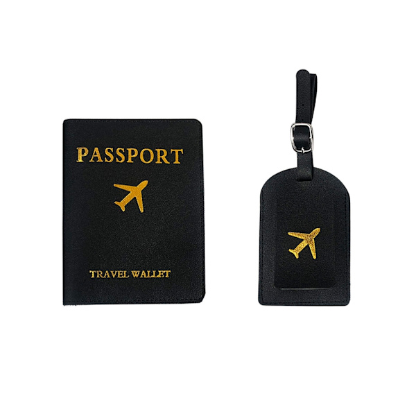 Passportholder i PU-lær med bagasjelapp for kvinner, menn, reisemoteelskere, par, bryllupsgave