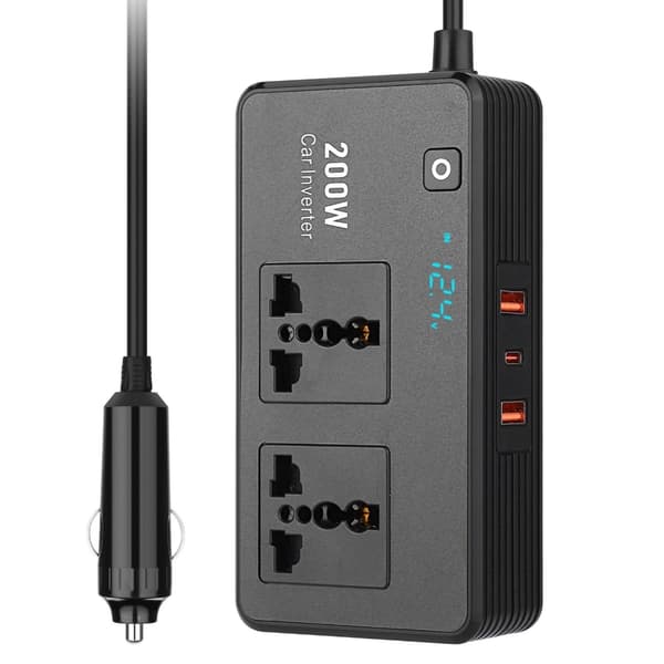 Bil Plug Adapter Stik Konverter Digital Display Bil Power Inverter 200W