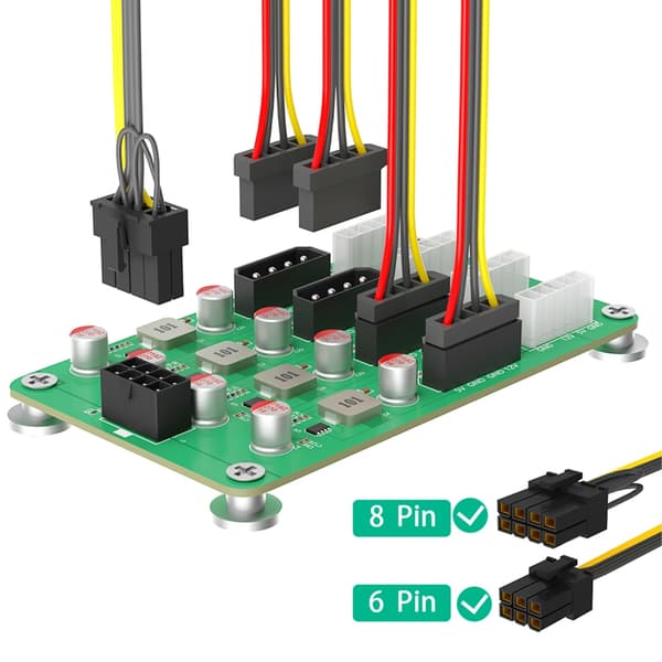 ATXs 6 8pin til 8-vejs 5V 12V spændingskort til computerforbindelse og adapter
