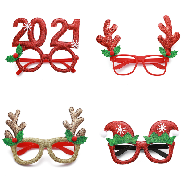 1-pack julglasögonuppsättningar Kreativa roliga glasögonbågar Juldräktglasögon för julfest & helgdag Favoro null - 52502