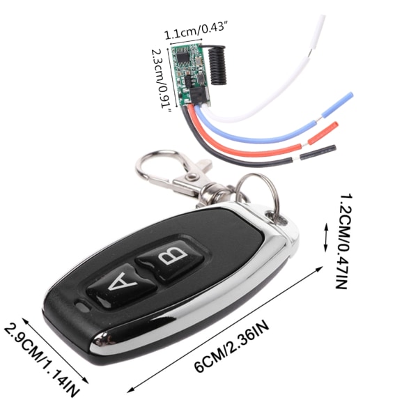 Trådlös fjärrkontrollknapp Ljusbrytare Minimottagare 3,6V 12V 24V 433MHz Sändarkontrollmodul Tillbehör