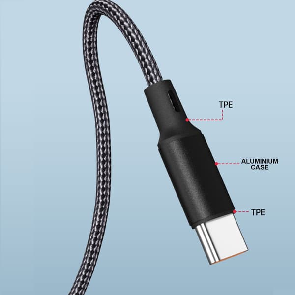 Langt USB C til 2 USB C hurtigopladnings- og datakabel til flere enheder Red