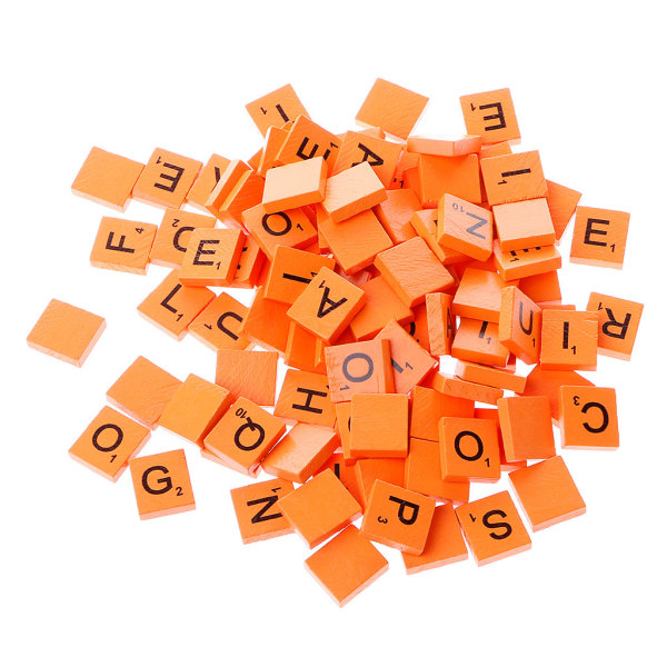 100 st trä färgglada kakel blanda bokstäver lackade alfabetet