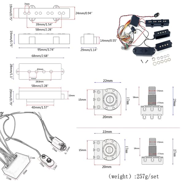 Elektrisk gitarforsterkerkrets med 3-bånds equalizer EQ forforsterkerkrets