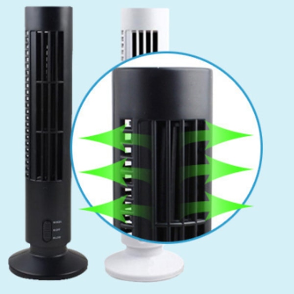 Mini Portable Tower Fläkt Tyst Bladeless 2-växlad elektrisk fläkt USB -driven Tower Fläkt Vertikal Luftkonditioneringsfläkt