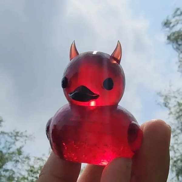 Devil Duck Resin Håndverksstatue Samlerobjekt Skulptur for Halloween, Bilpynt