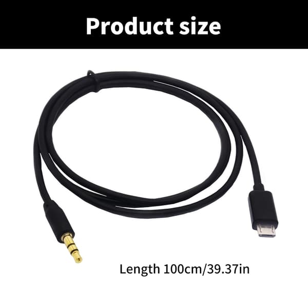 Micros USB til 3,5 mm hann lydbil Aux-kabel for tilkobling til bilsystemer