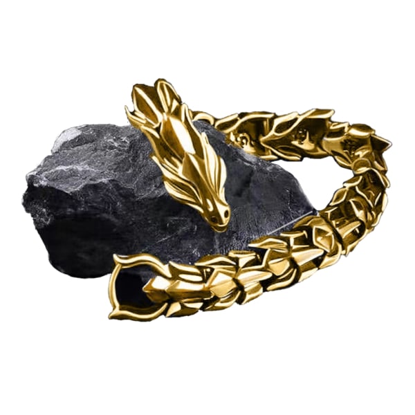 Vintage Hip Hop Punk-Dragon Armband Retro Överdrivet Dragon Armband Smycken Presenter för män Dragon Link Chain Armband Gold 19cm