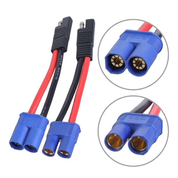 1 Sett EC8 til SAE Adapterkabel 10AWG Silikonledning for Bil ESC Motor