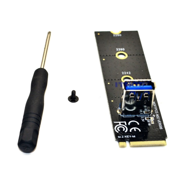 för M.2 till PCI E X16 NG-FF Kortplats Adapter Kort Riser Card USB 3.0 Extension Adapter Kort För BTC Mining Expansion Riser Ca Sata