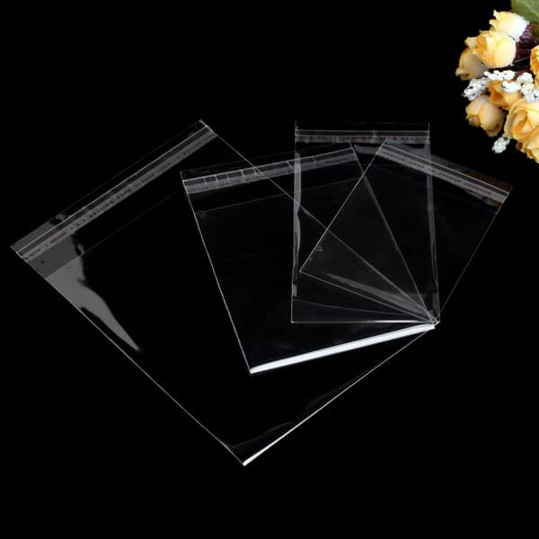 100x Plast Klar Selvforseglende Gavepose Selvklebende Forseglende Cellofanpose