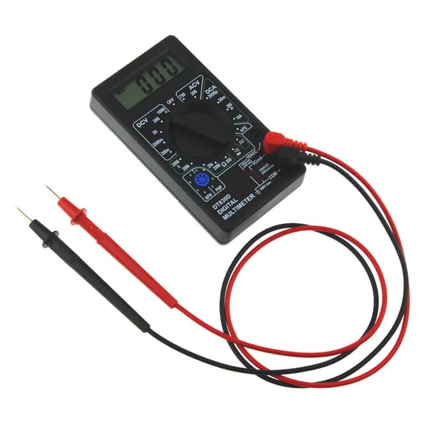 Digitalt multimeter med summer, spennings- og amperemeter, testprobe for DC A