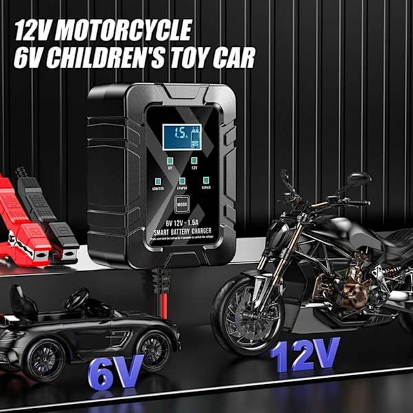 Automatisk 6V 12V Batterivedligeholder til Biler Motorcykler RV'er med Hurtig Opladning