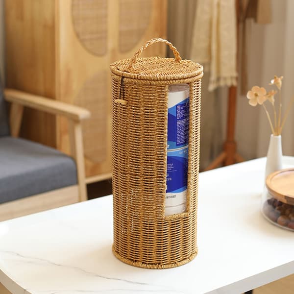 Multifunktionel Opbevaringskurv til Badeværelse Håndvævet Tissue Holder Organizer