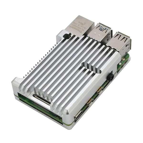 Skyddsskal Inkapsling Hus Case Shell Aluminiumlegering Kylning Kylflänshus för Raspberry Pi 4 Model B 4B Silver