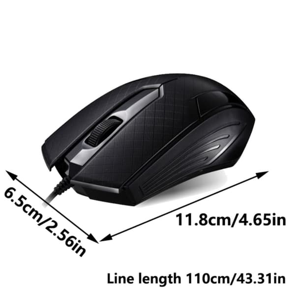 Ergonomisk Trådmous 3 Knapper 1200DPI for Bærbare og Stasjonære Datamaskiner