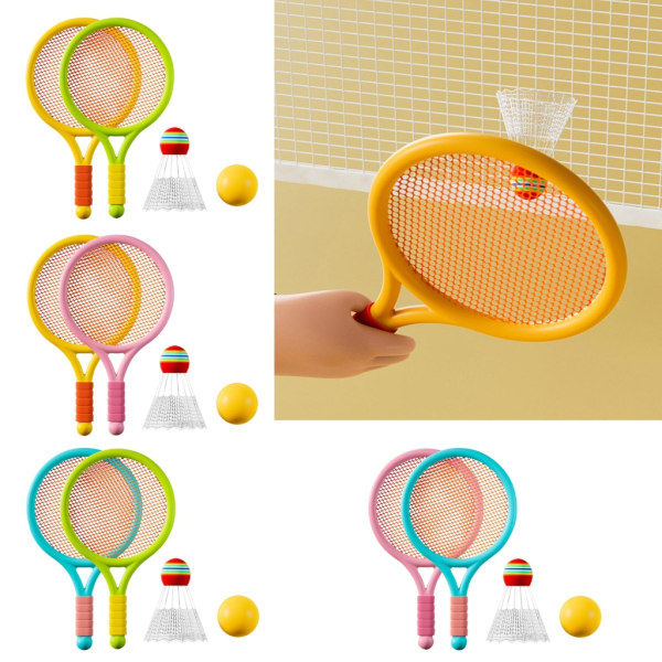 Tennisracketar för barn, mjuka träningsbollar Badmintonfjärilar Tennisracketset för barn utomhus inomhussport Yellow and green