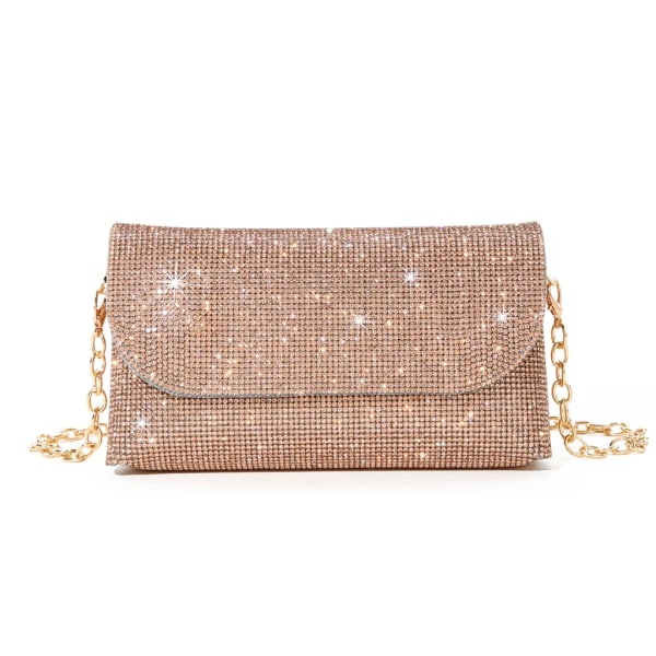 Glitter Evening Bag för kvinnor Bröllop Clutch Handväska Kedja Axelväska Liten Party Handväska Crossbody Bag Champagne 2