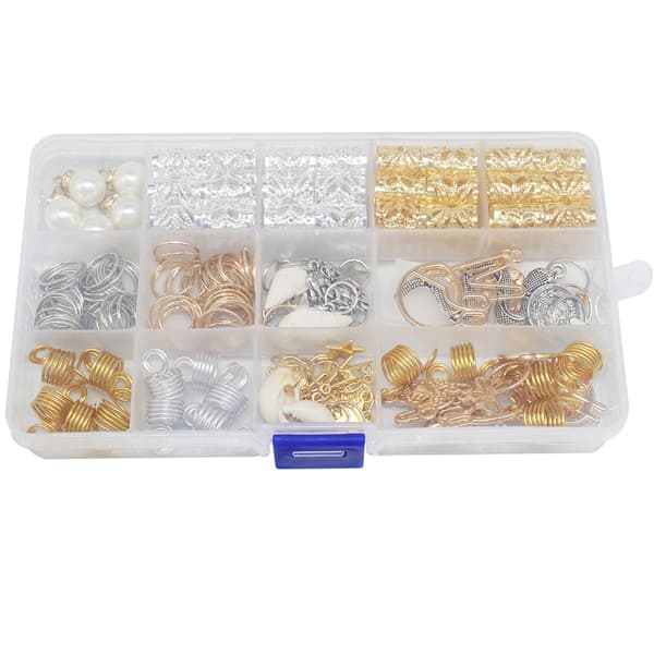173PCS Hårflätringar Metall Dreadlock Pärla Hårklämma Dekoration i Guld Silver