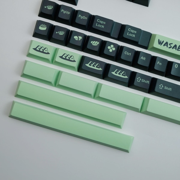 Gröna Wasabi Senap Keycaps PBT Sublimation Mekaniskt Tangentbord Original Full Set Personlig Sushi 142 Keys Keycap