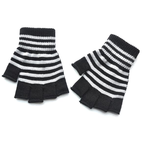 Farvematchende Touchscreen-handske Vinterstrikkede Halvfingerluffer til Kvinder Black and white