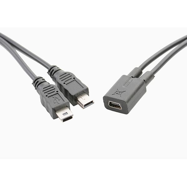 USB 2.0 Mini 5-benet højhastigheds hun til dobbelt han konverter opladerkabel