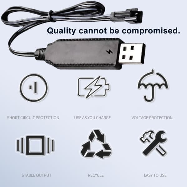 SM2.0 2P Plugger 3.7V USB Smarteste IC Ladekabel med LED-indikator for Li-ion