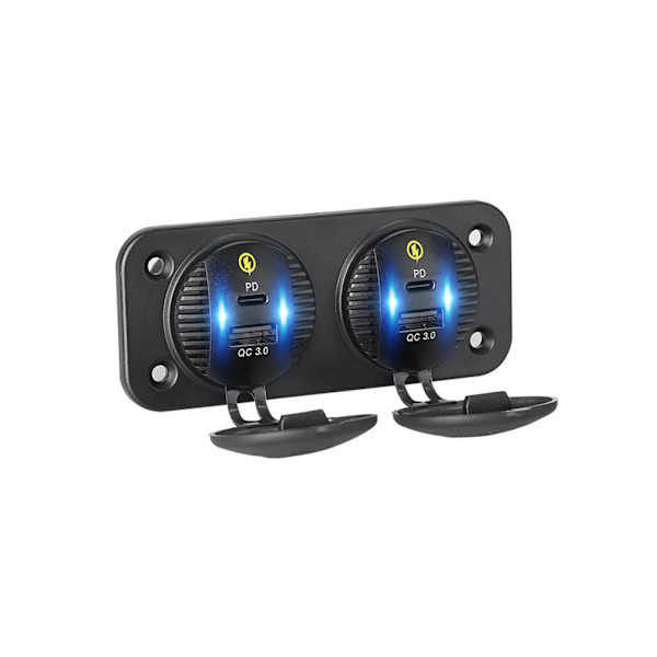 4 Portar 12V/24V Dubbel QC3.0 USB 18W Snabb Typ C PD USB-C Billaddaradapter Uttag Strömuttag för Marin Båt Lastbil