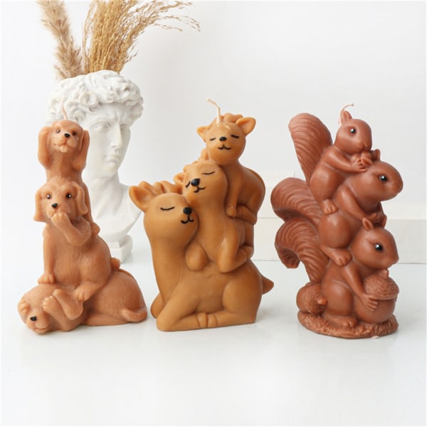 Söt Djurljus Form 3D Golden Retriever Elefant Kattunge DIY Resin Craft Lovely Animal Cake Mould 6